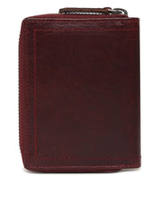 Metal Zipped Genuine Leather Wallet