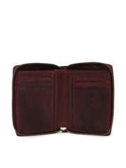 Metal Zipped Genuine Leather Wallet