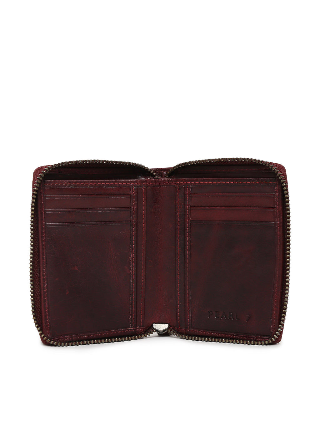 Metal Zipped Genuine Leather Wallet