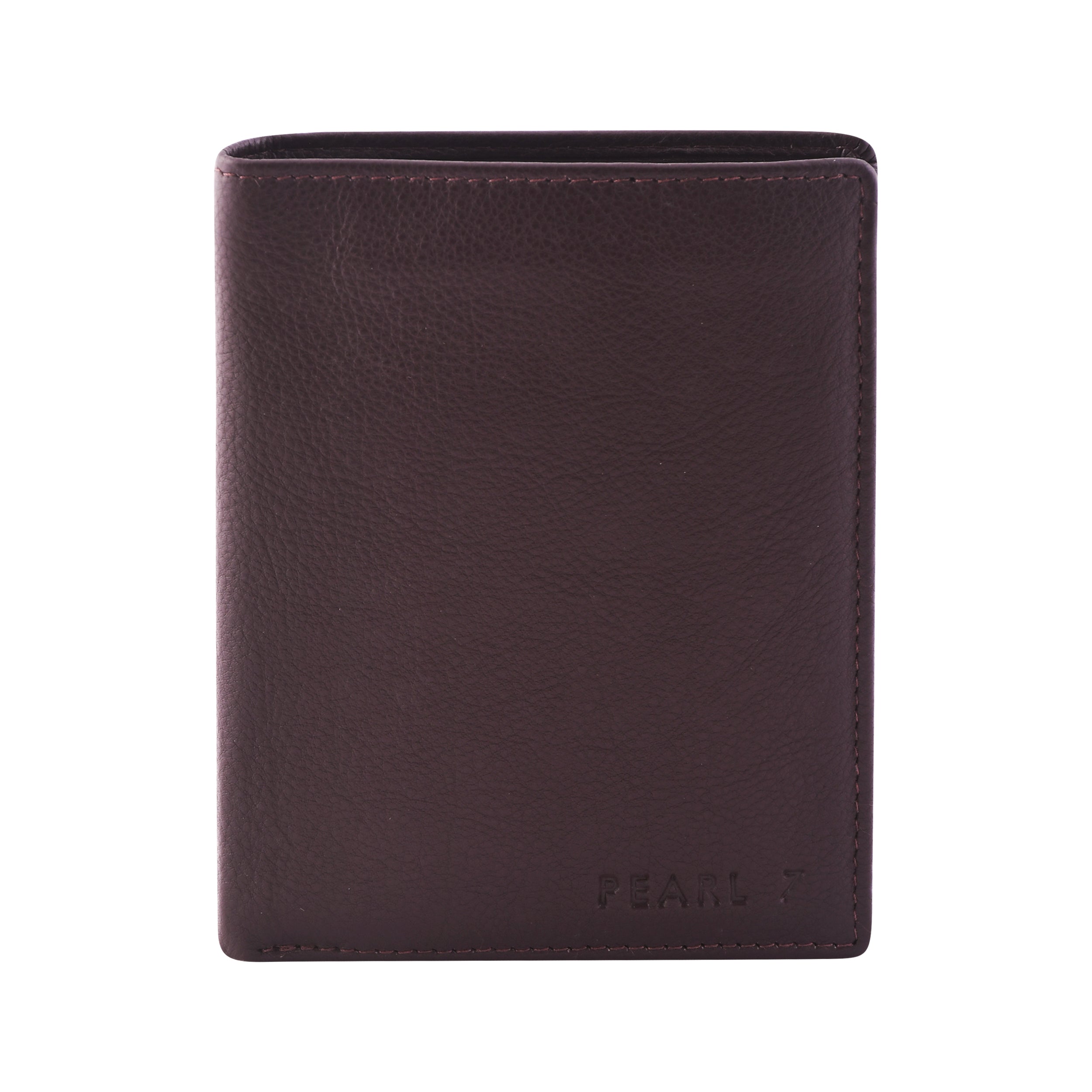 Coffee Two Fold CFC Zipped Genuine Leather Wallet