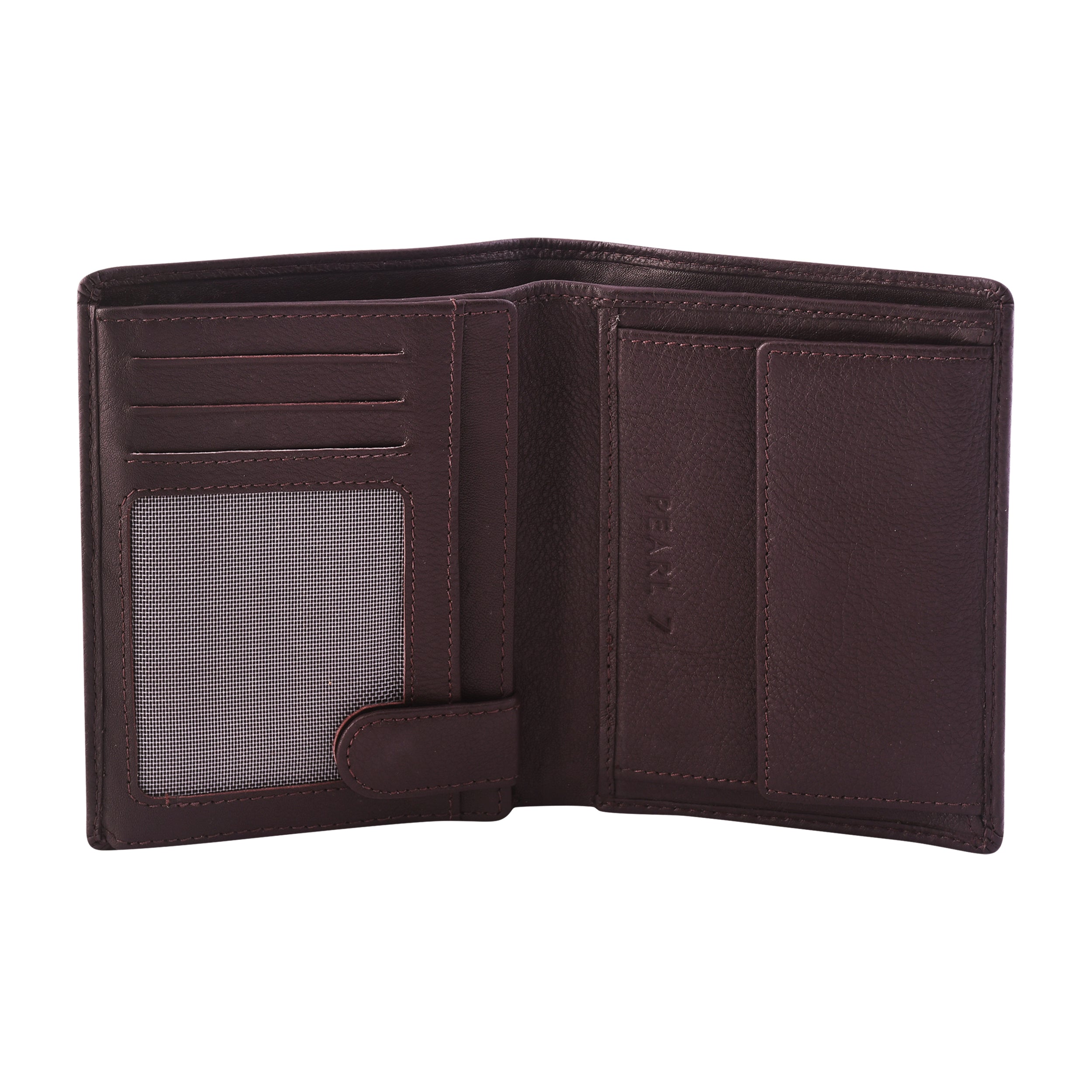 Coffee Two Fold CFC Zipped Genuine Leather Wallet