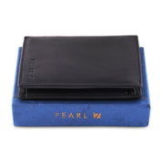 Black Two Fold CFC Zipped Genuine Leather Wallet
