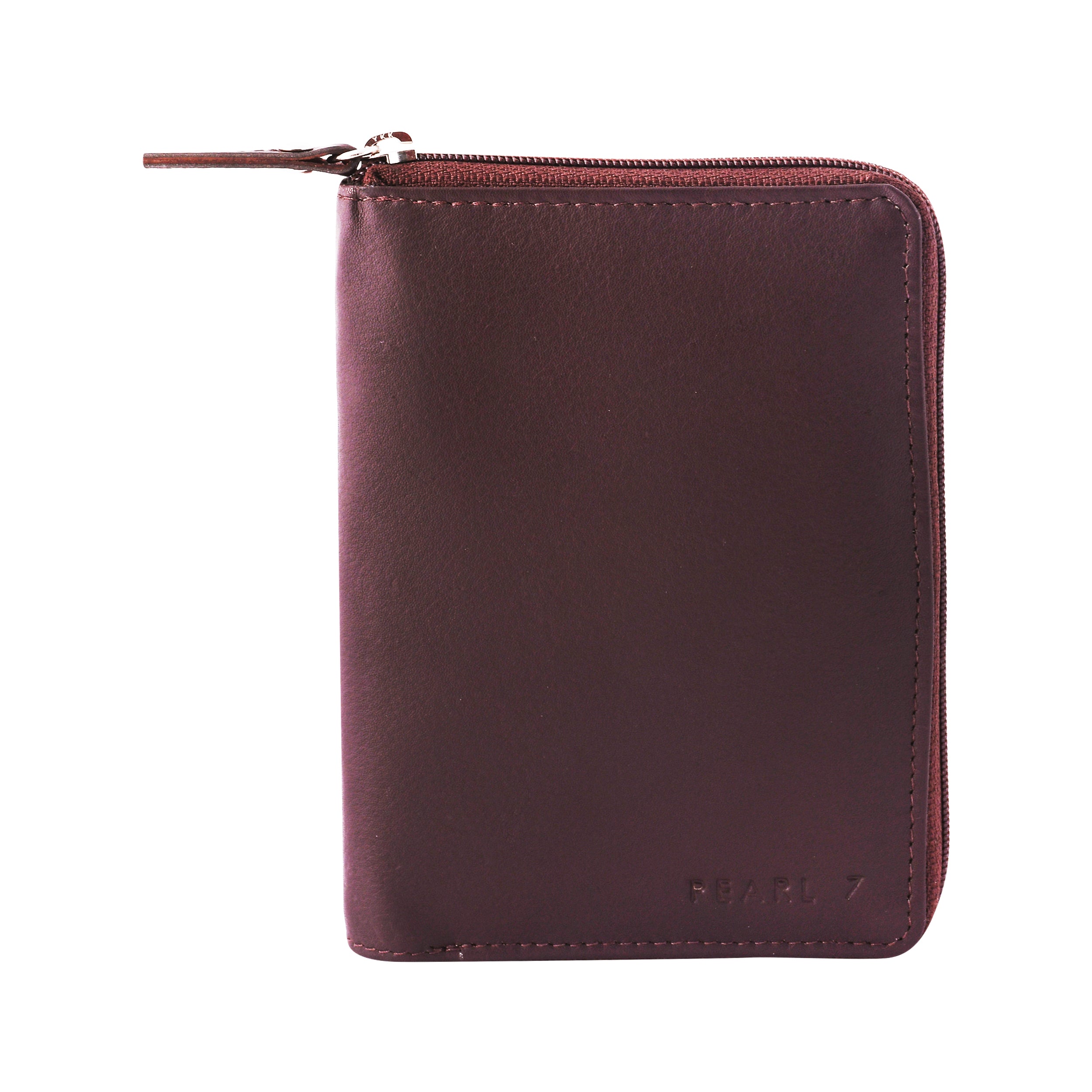 Coffee CFC Zipped Genuine Leather Wallet