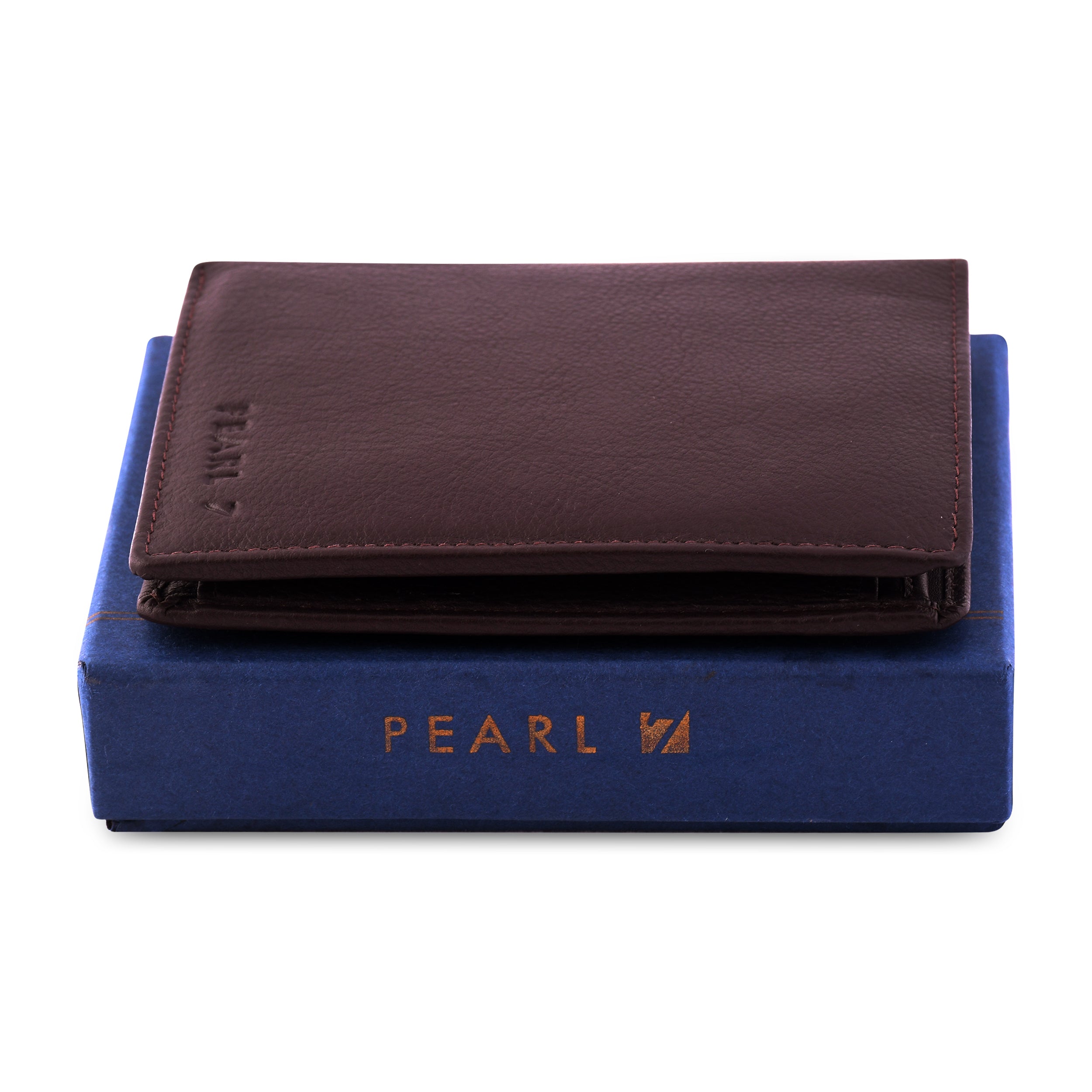 Coffee Two Fold CFC Zipped Genuine Leather Wallet