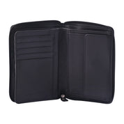 Black CFC Zipped Genuine Leather Wallet