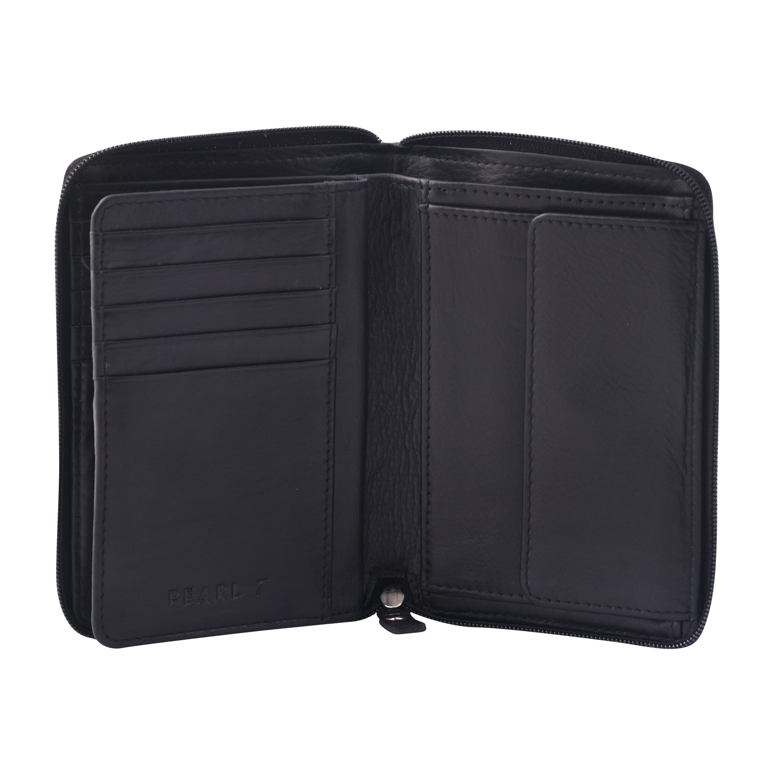 Black CFC Zipped Genuine Leather Wallet