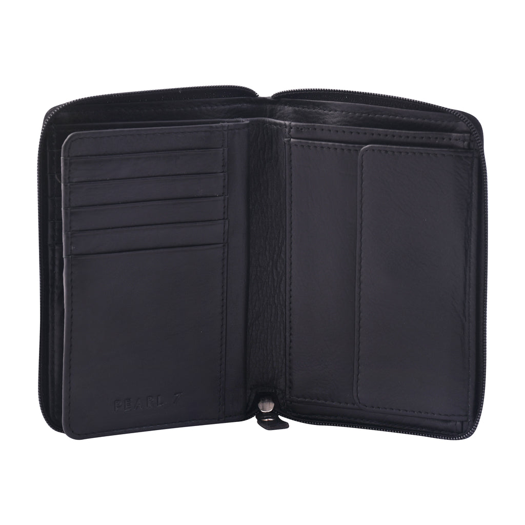 Black CFC Zipped Genuine Leather Wallet
