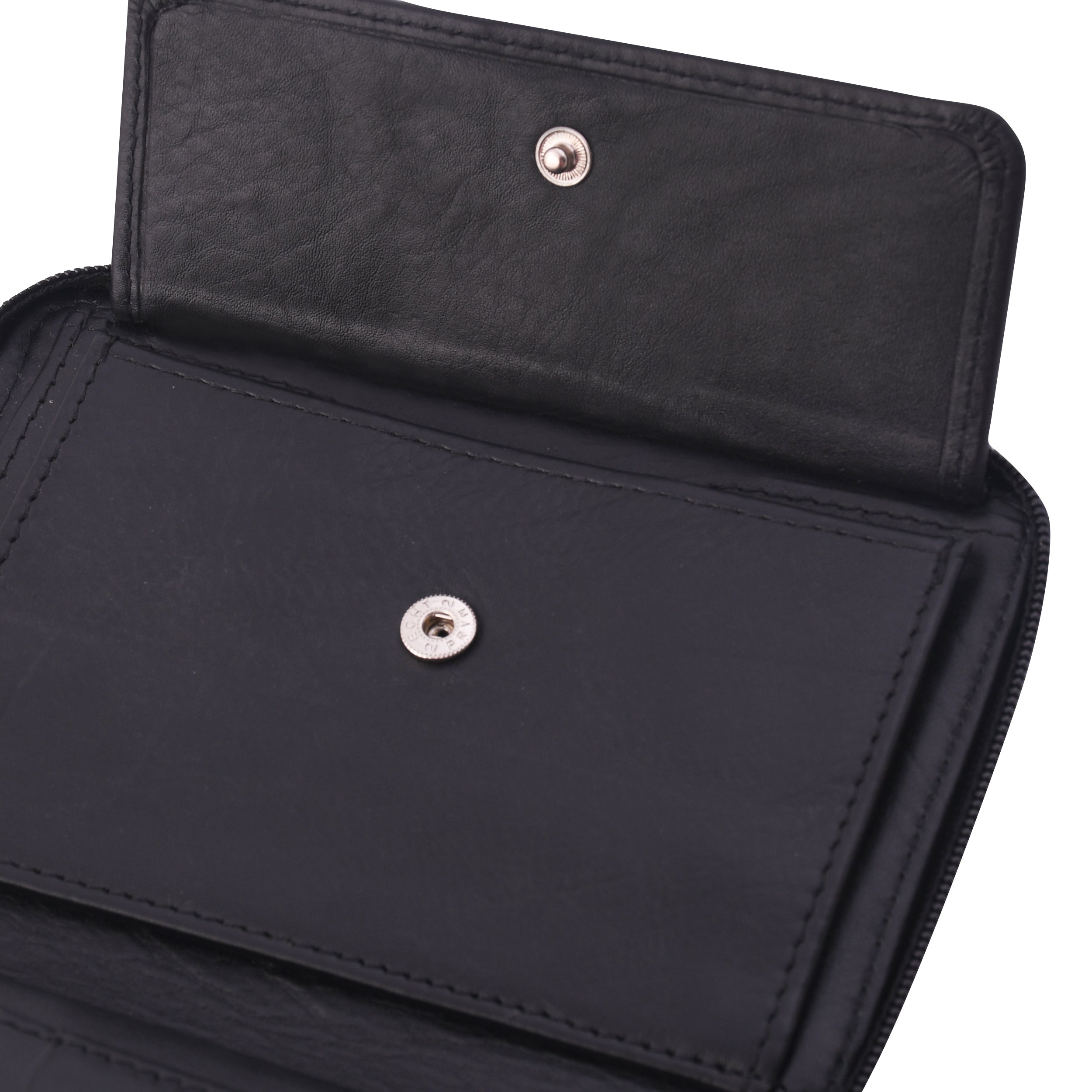 Black CFC Zipped Genuine Leather Wallet