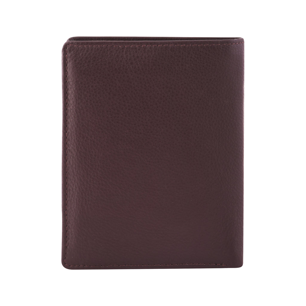 Coffee Two Fold CFC Zipped Genuine Leather Wallet