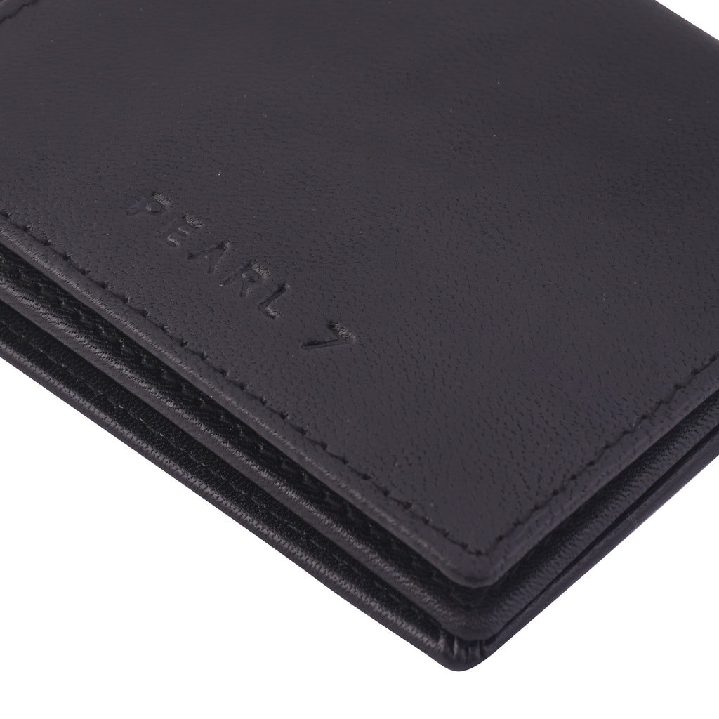 Black Three Fold Genuine Leather Wallet