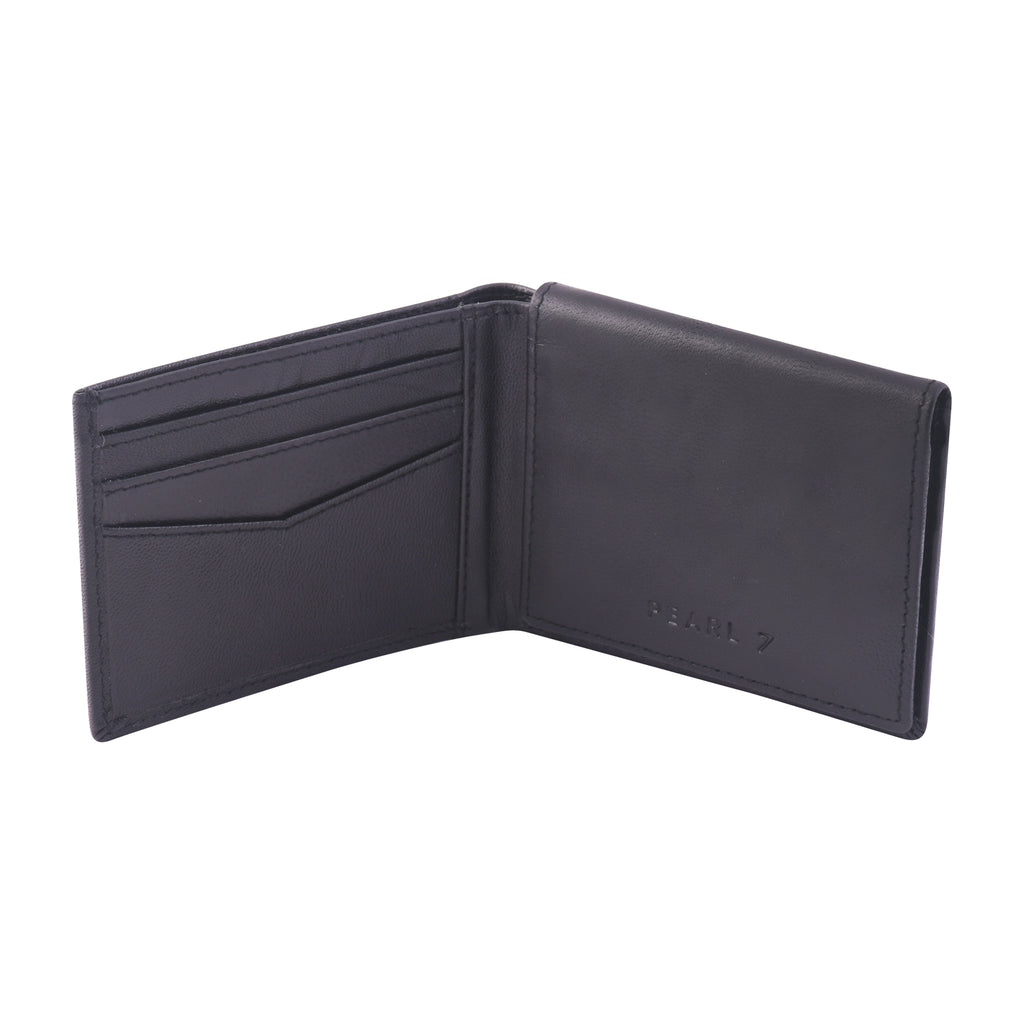 Black Three Fold Genuine Leather Wallet