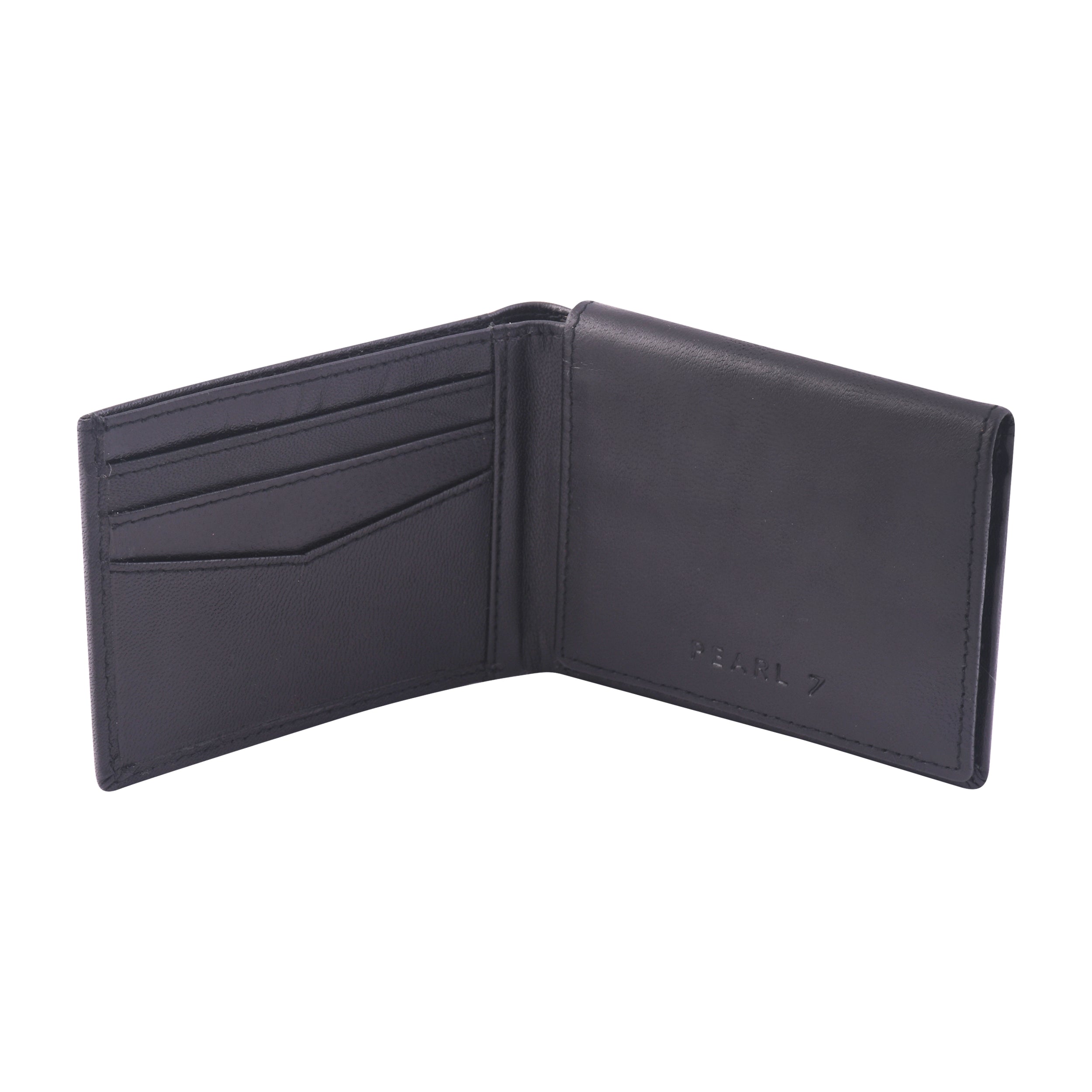 Black Three Fold Genuine Leather Wallet