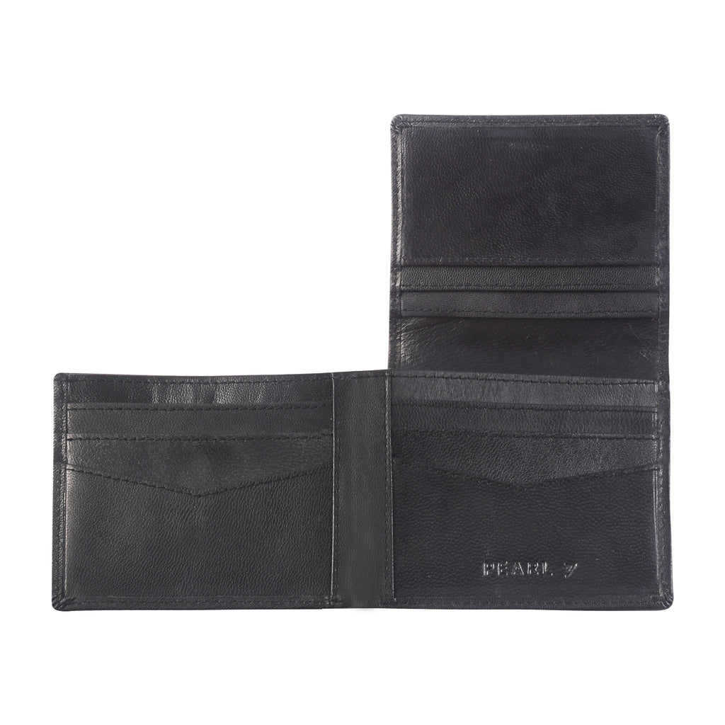 Black Three Fold Genuine Leather Wallet