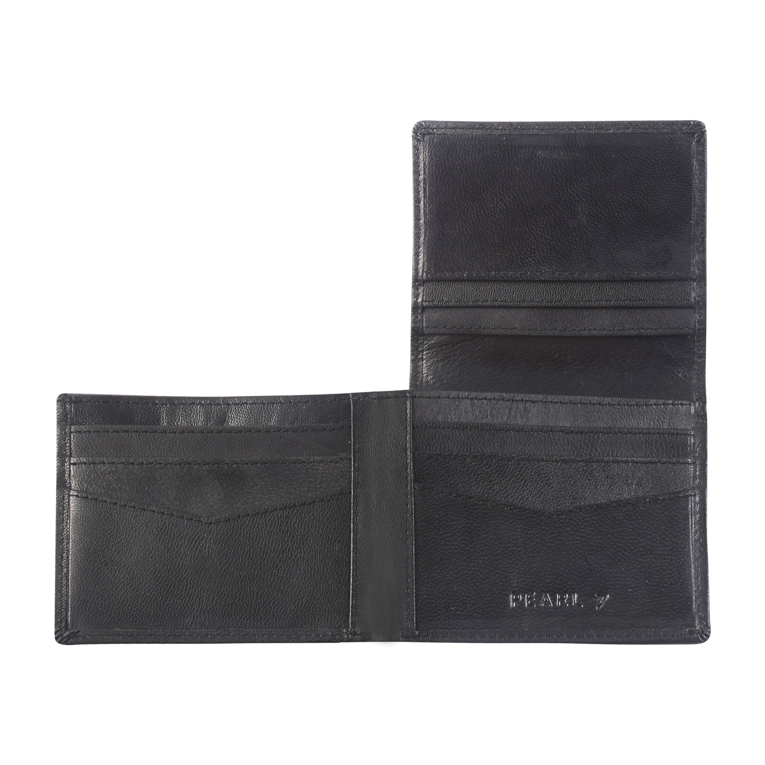 Black Three Fold Genuine Leather Wallet